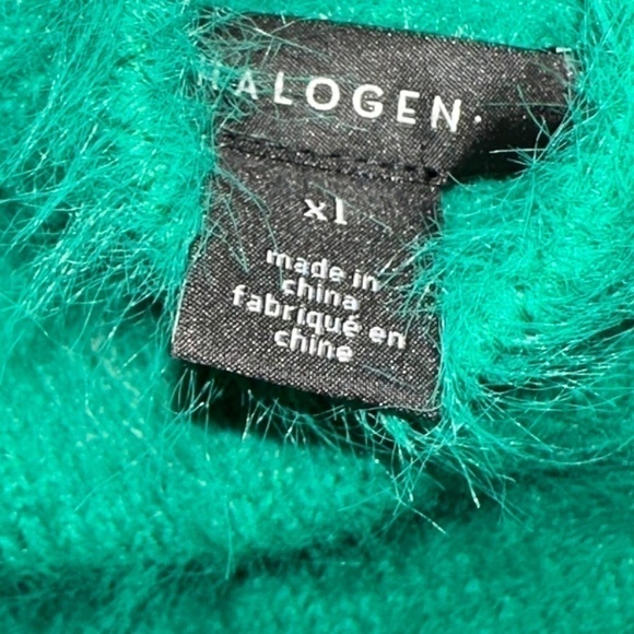 Halogen Green Fuzzy turtleneck sweater , XL.  P1038 - Picture 3 of 4